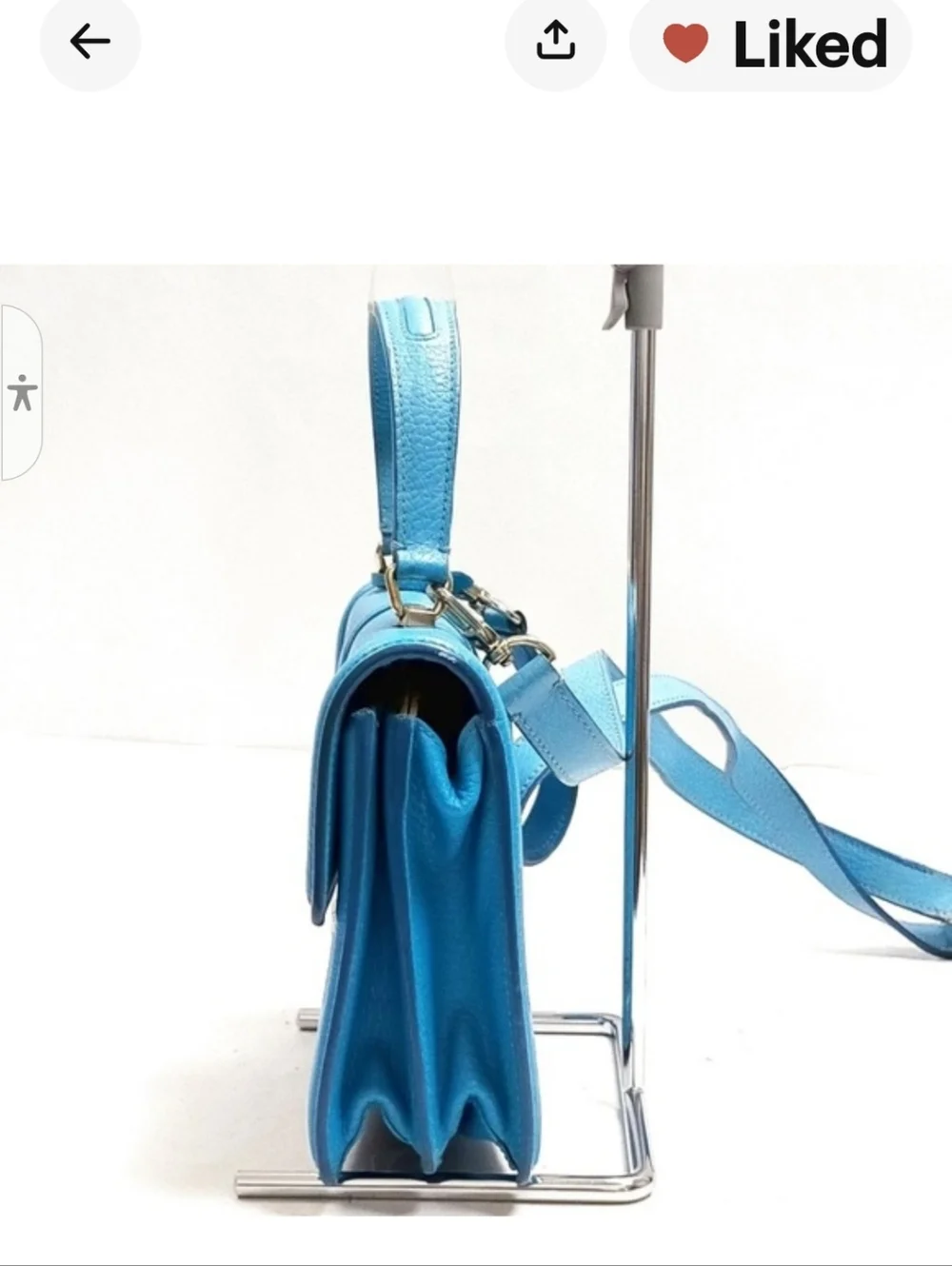 MCM Sky Blue Leather Satchel